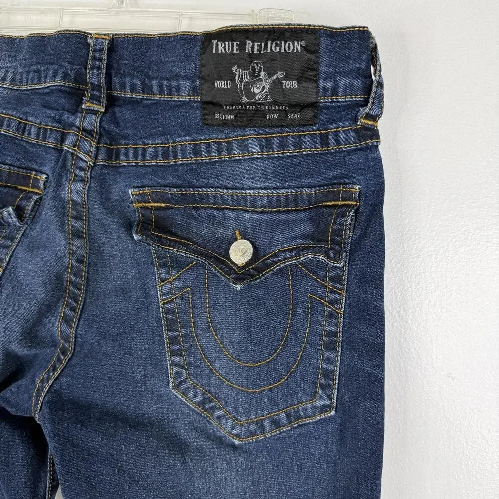 True Religion Ricky Jeans Mens 34x32 Blue Med Wash Relaxed Straight Denim